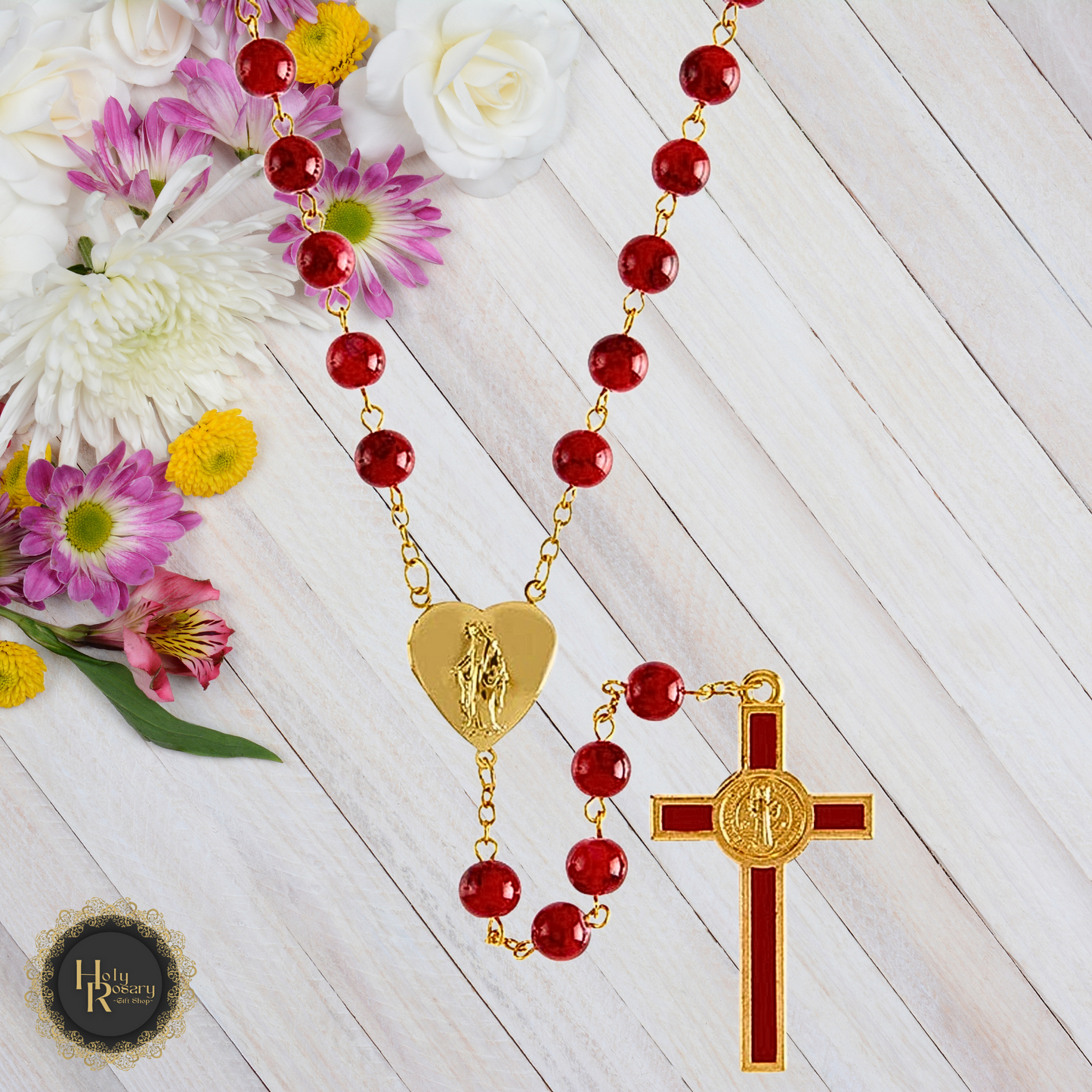 Beautiful and elegant locket rosary available for purchase