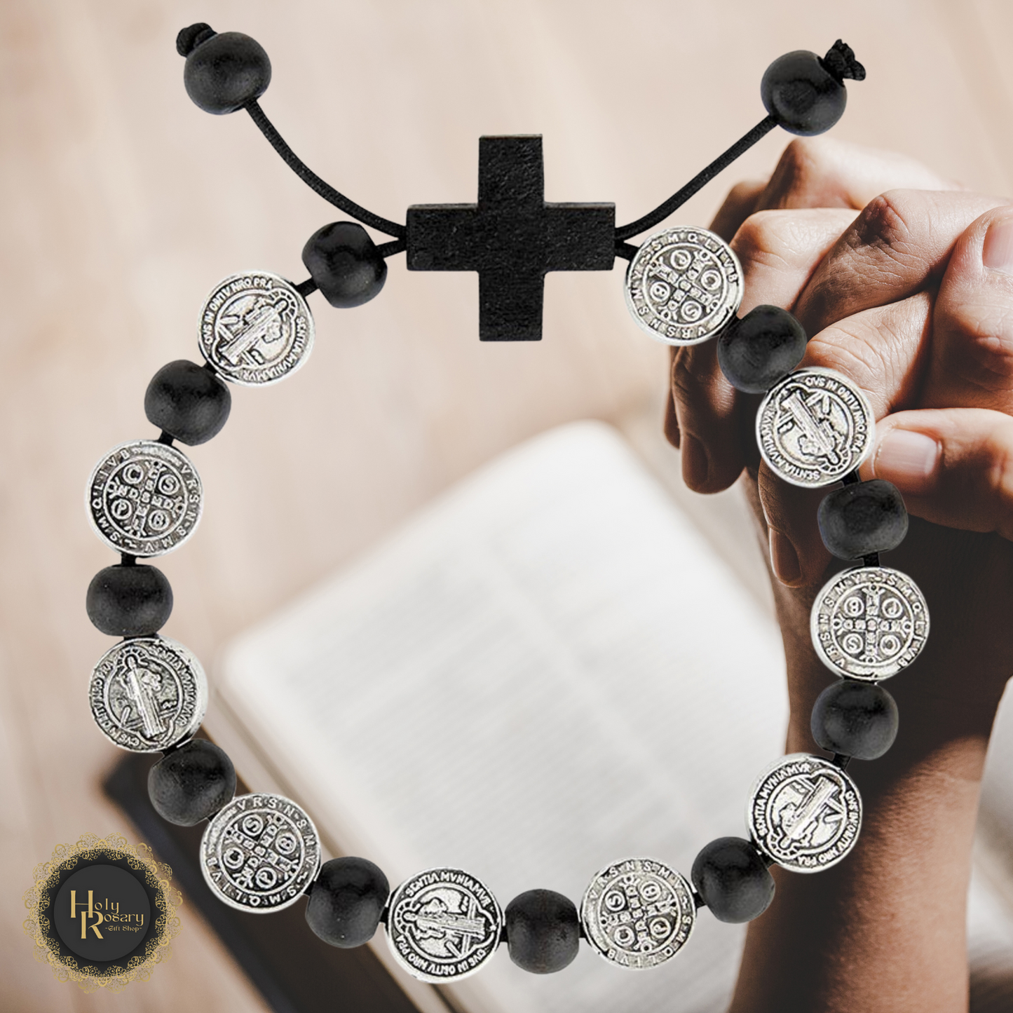 Close up of catholic bracelets showing spiritual details a popular choice for prayer accessories