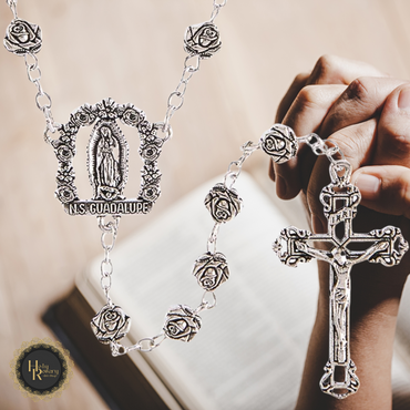 Close up of Catholic rosary beads featuring intricate prayer beads popular religious jewelry