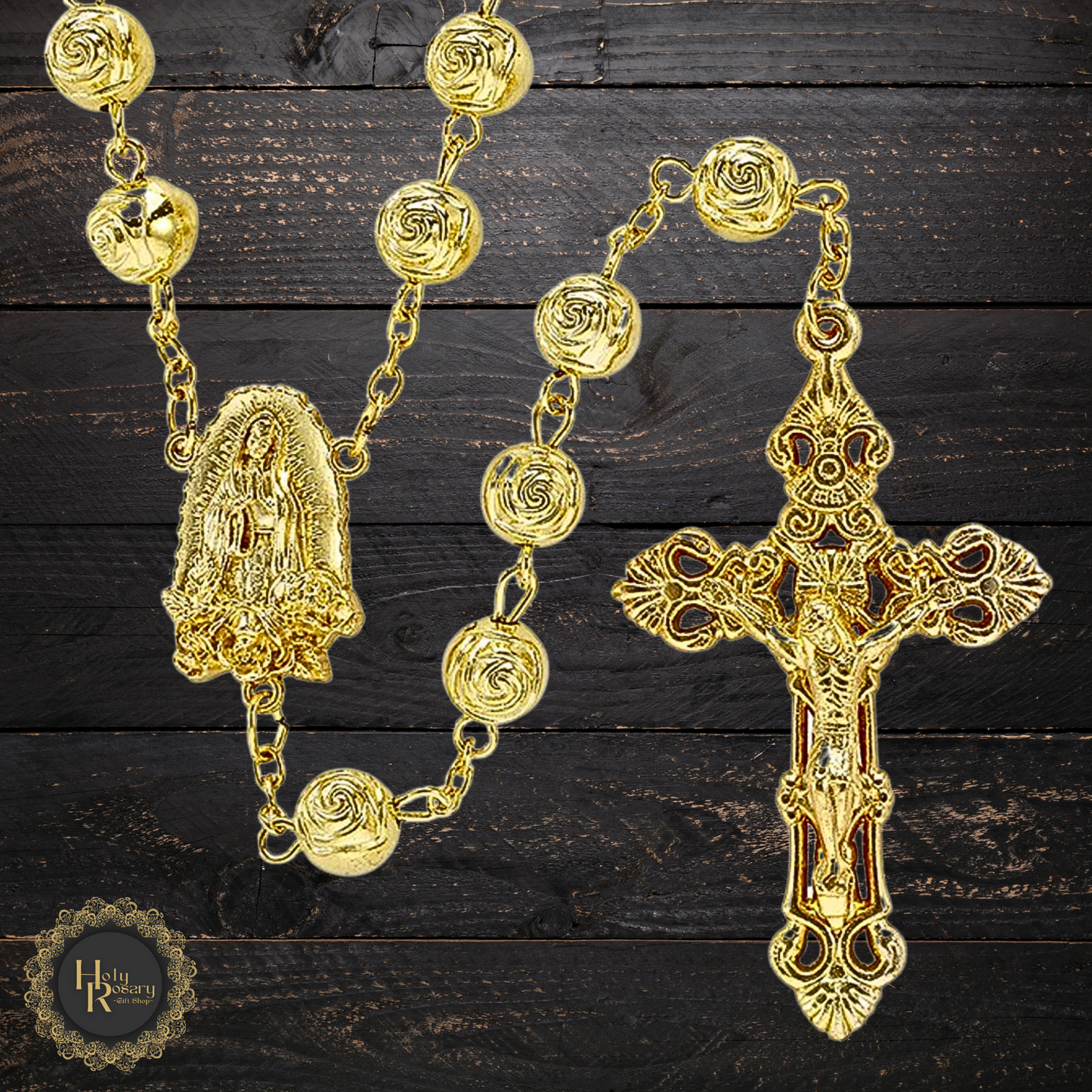 Classic gold rosary necklace crafted with durable gold rosary beads timeless gold rosary style