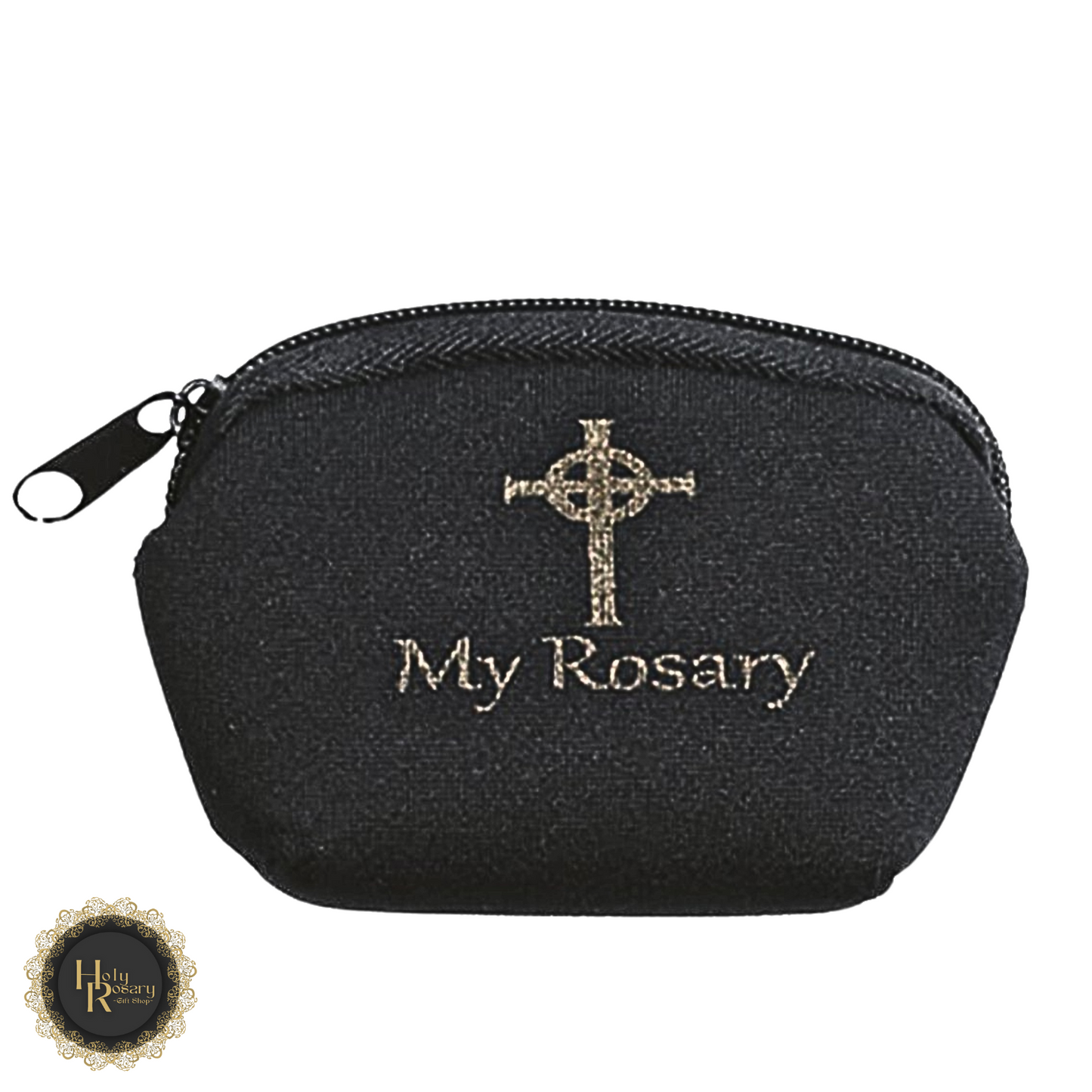 Elegant black rosary case designed for keeping rosary beads safe and organized perfect for travel or home storage