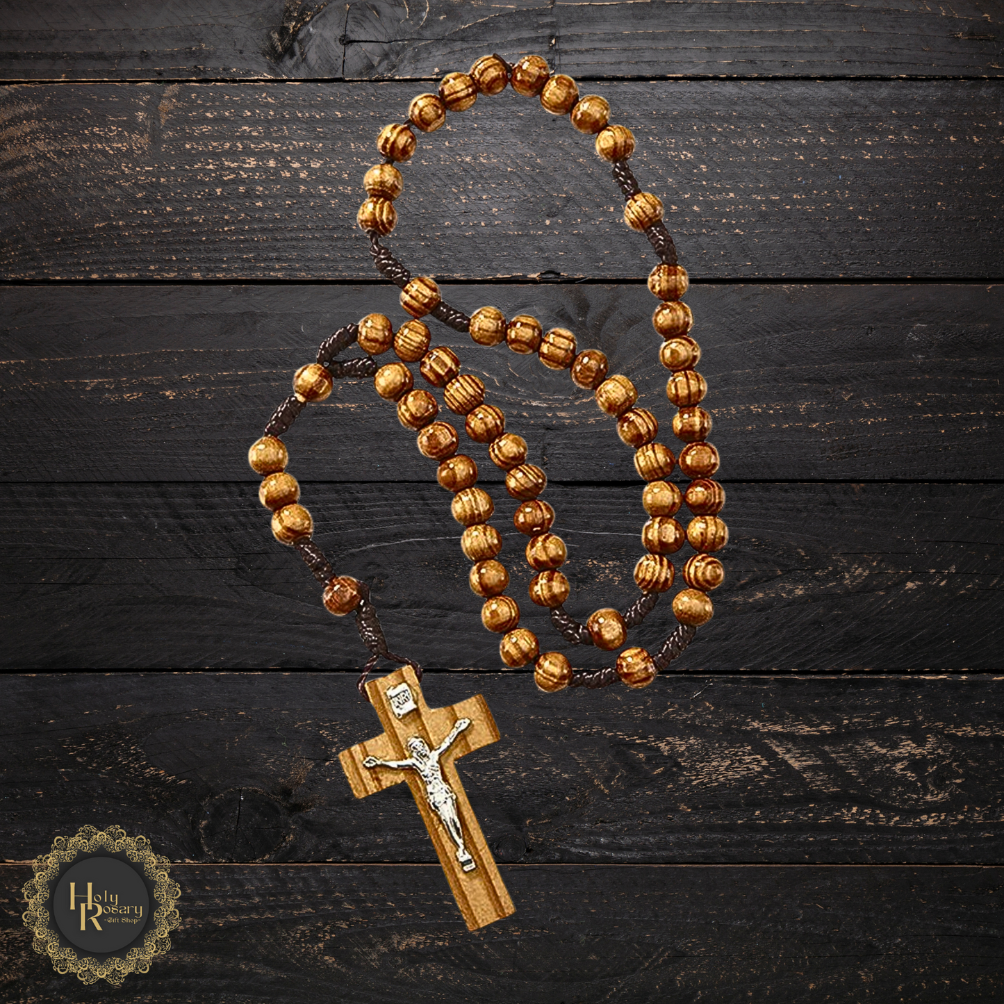 Handmade wooden rosary with a classic cross offering authentic craftsmanship and spiritual significance