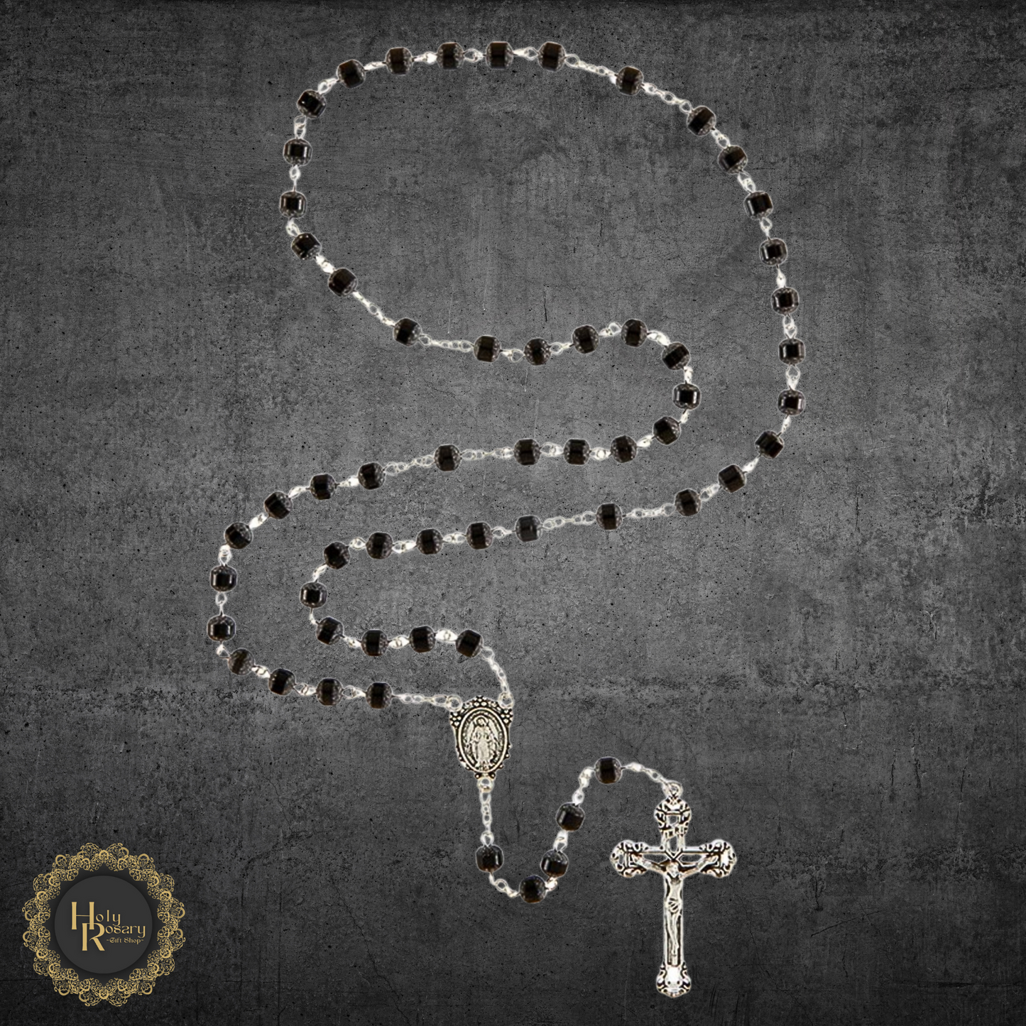 Modern black rosary beads with elegant design crafted for comfort and lasting beauty