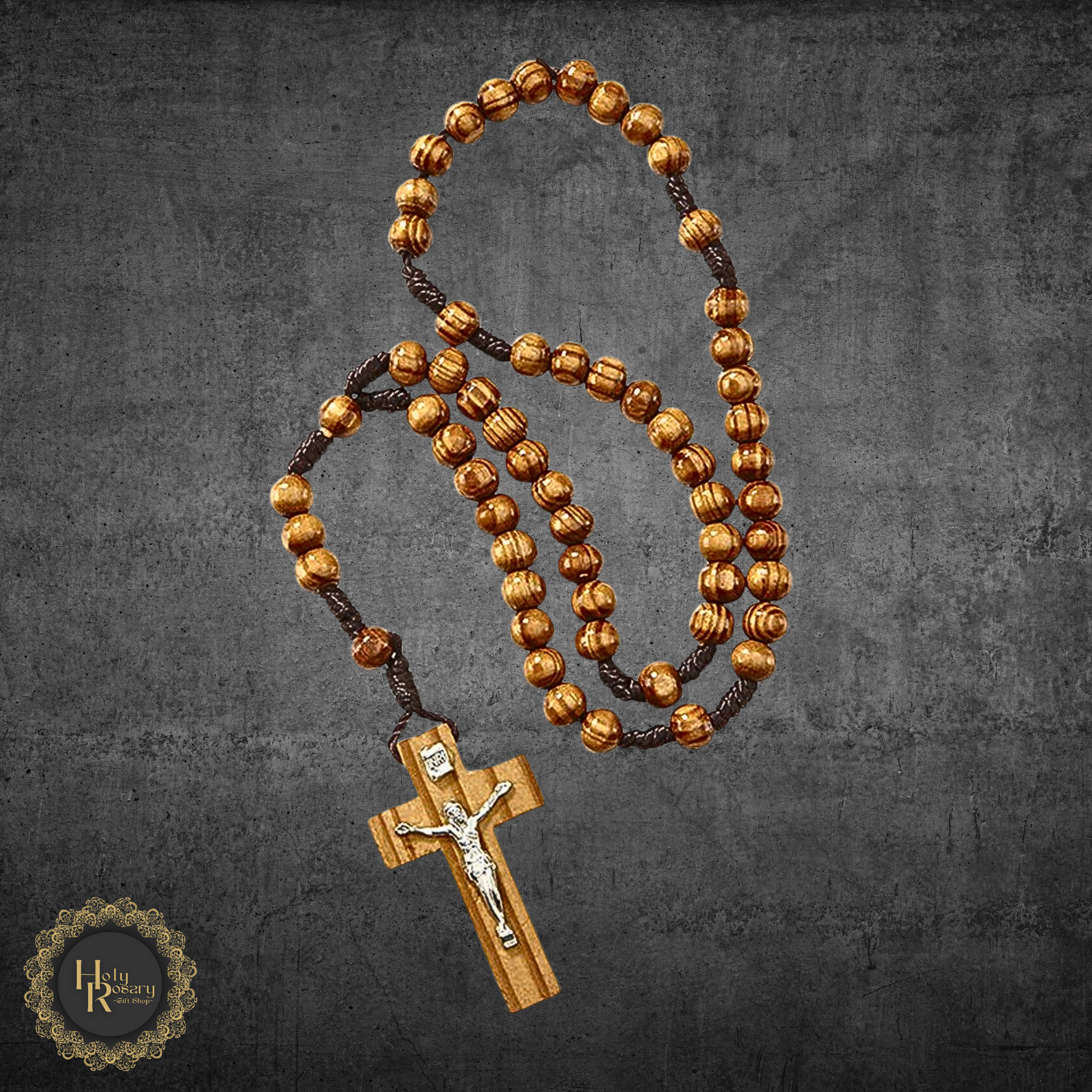 Natural wood rosary beads used for prayer a cherished piece of religious jewelry for devotion