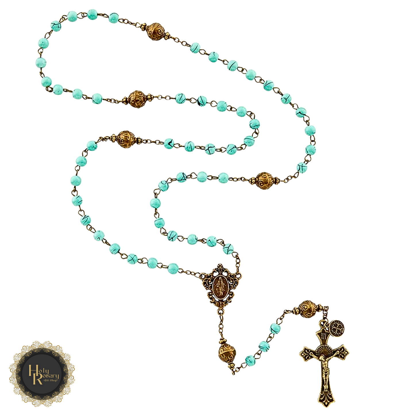 Rosary bead necklace for sale featuring durable beads and a cross suitable for men and women looking for religious jewelry