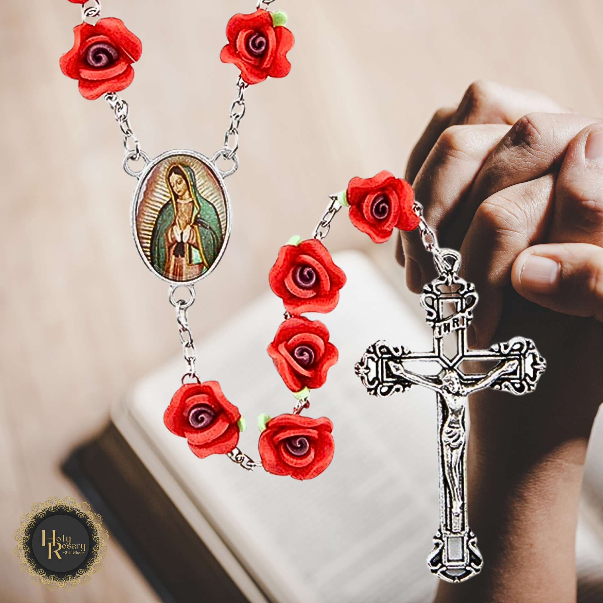 Vibrant red rosary showcasing bold beads and cross perfect for spiritual reflection or gift giving