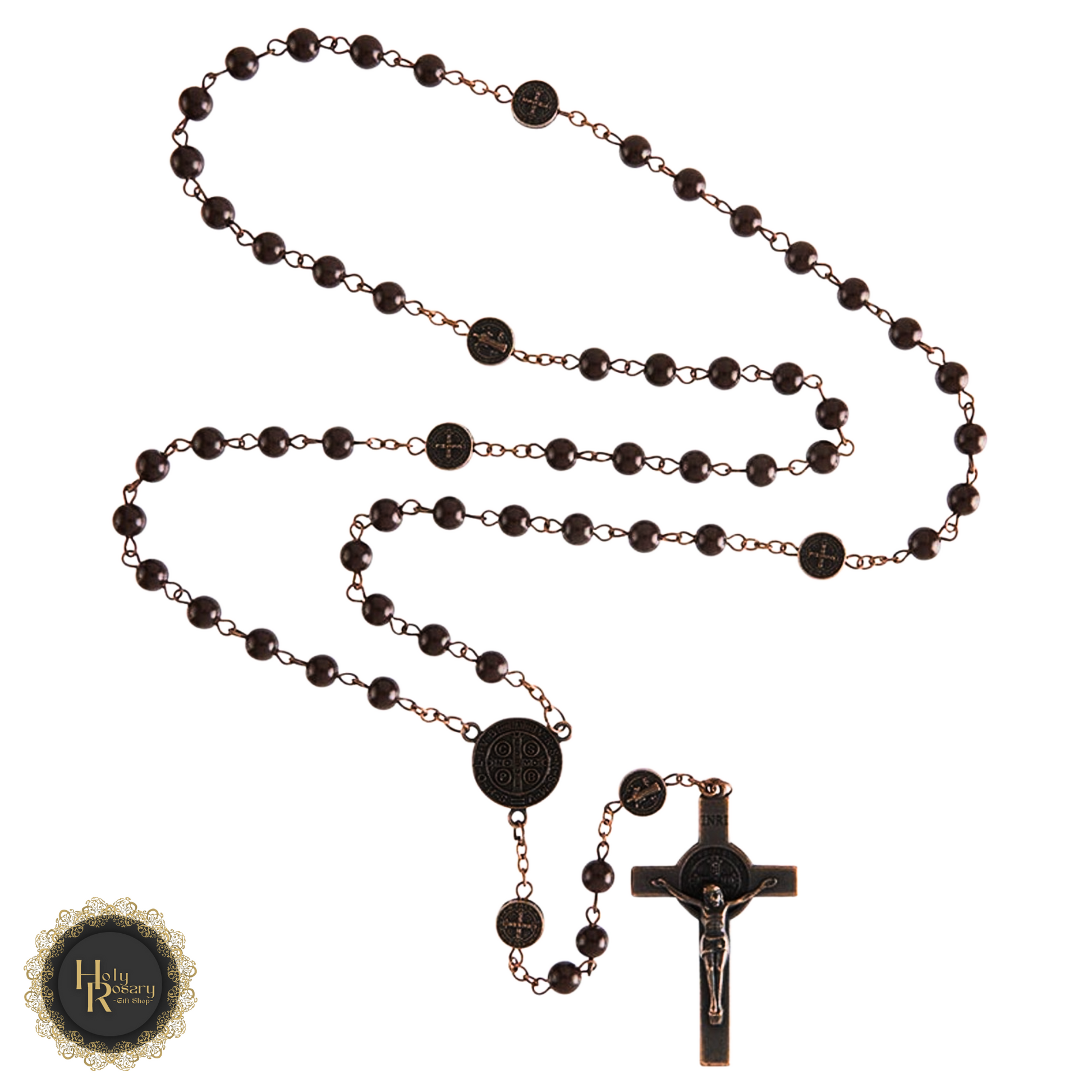 Handmade antique finish rosary beads for sale, crafted in the USA