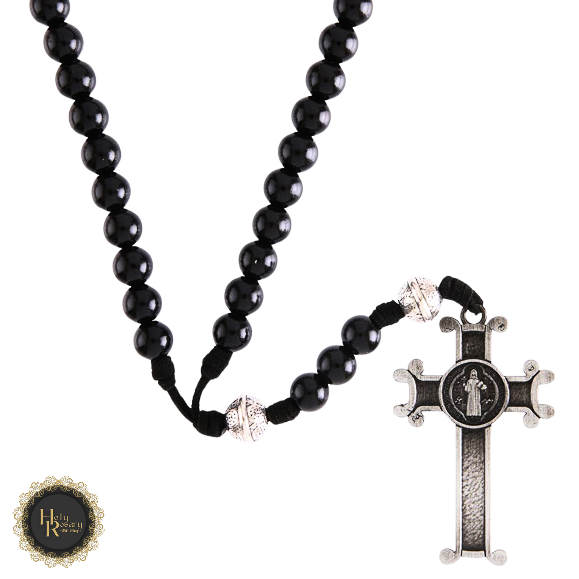 All black rosary beads for sale ideal for Catholic prayer and devotion