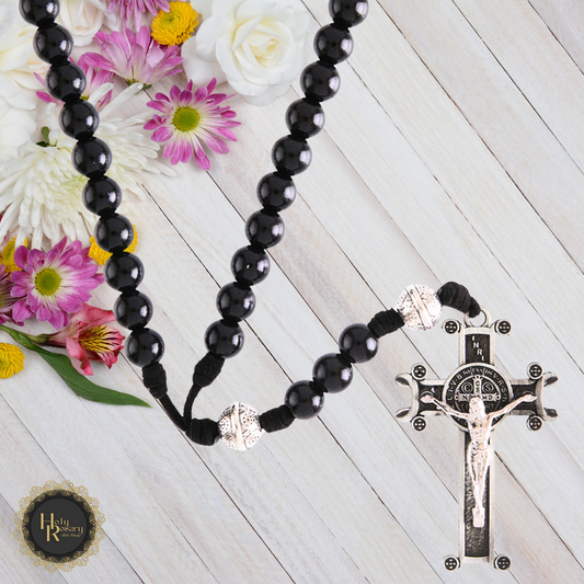 Black rosary beads for sale perfect for Catholic devotion and prayer