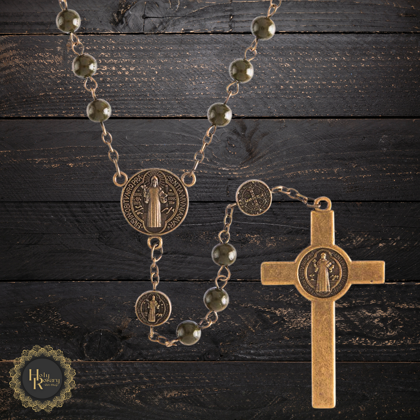 Bronze polish rosary necklace for sale perfect for prayer and devotion