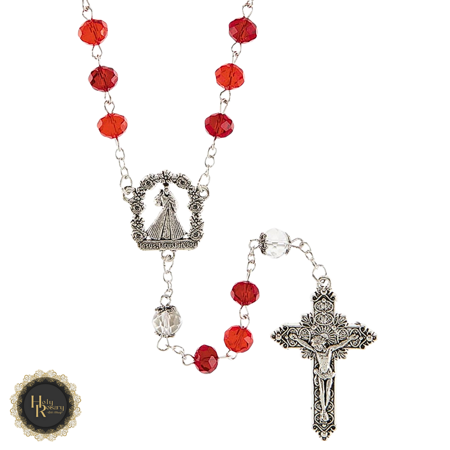 handcrafted crystal rosary in the USA with traditional crucifix design