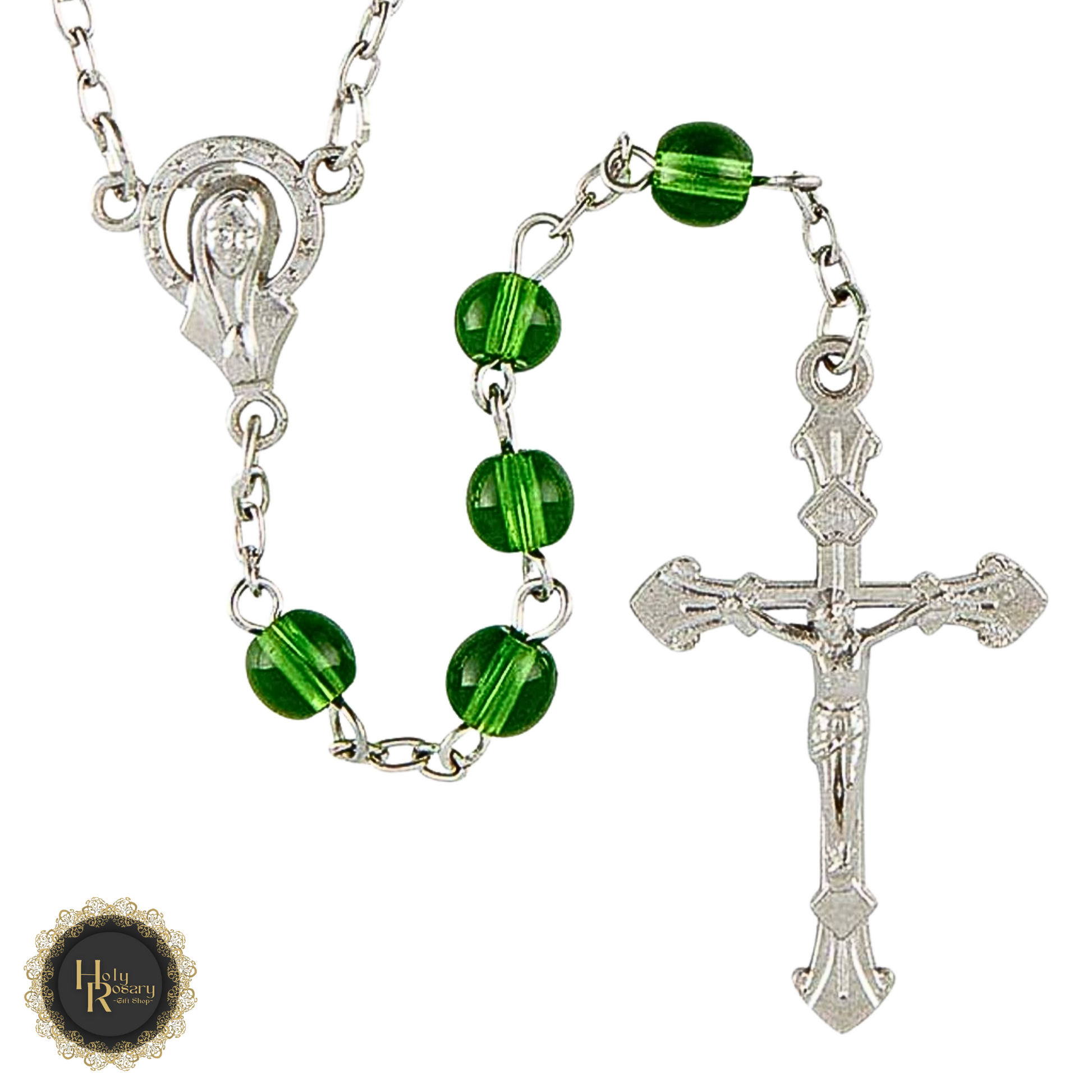 premium emerald green rosary online featuring timeless design and Miraculous centerpiece