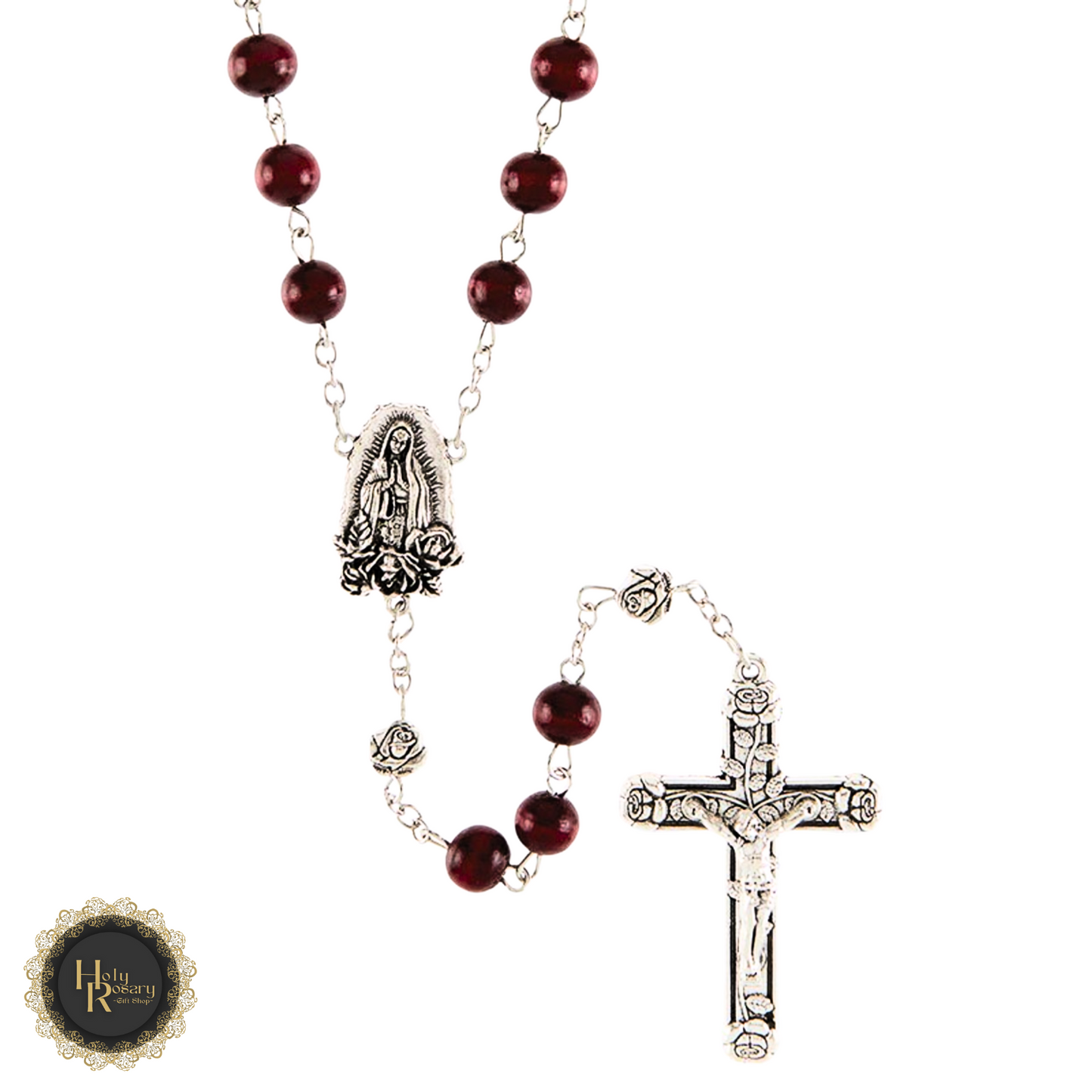 Rosaries for sale including red wooden rosary beads and necklaces